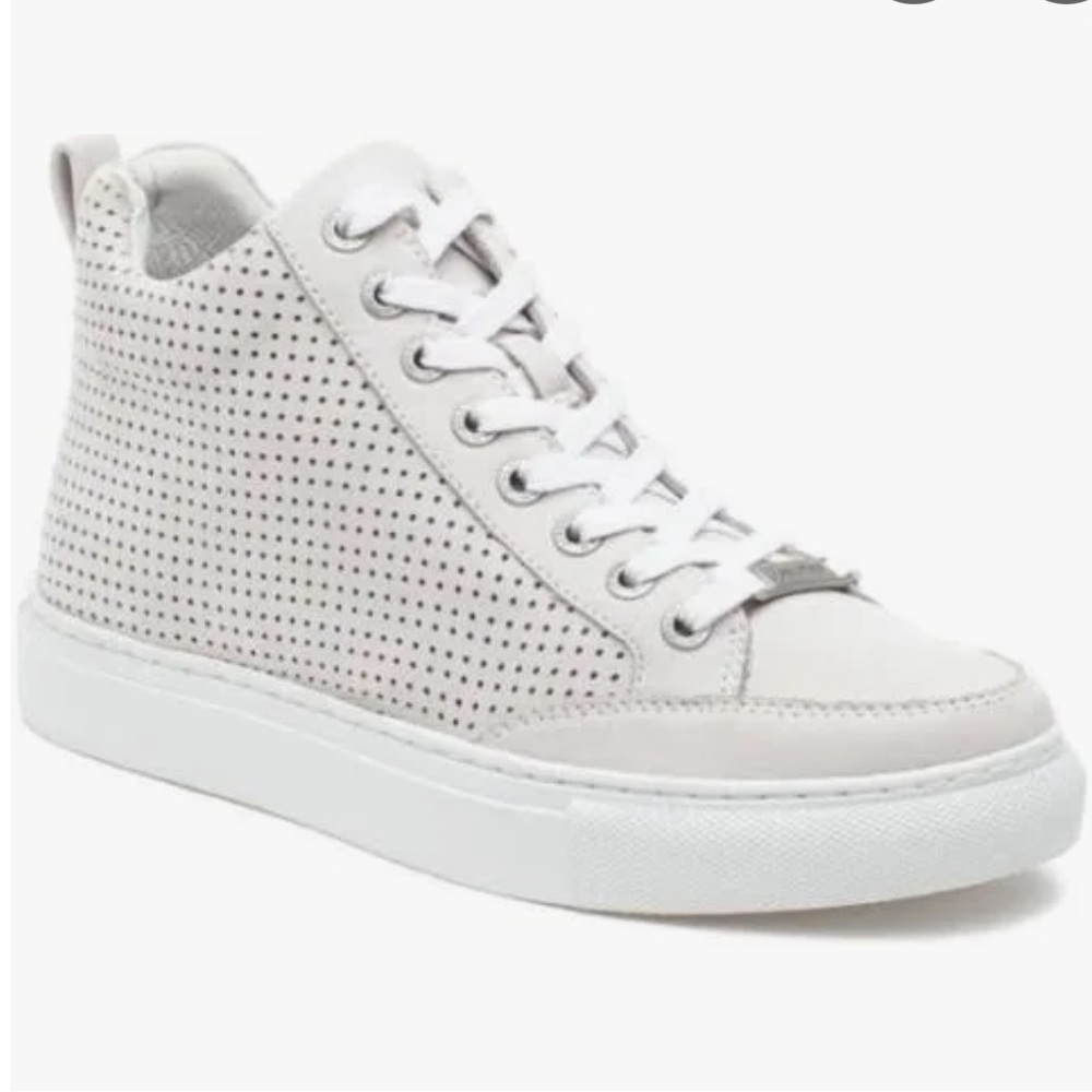 J/SLIDES White Perforated Leather High Tops